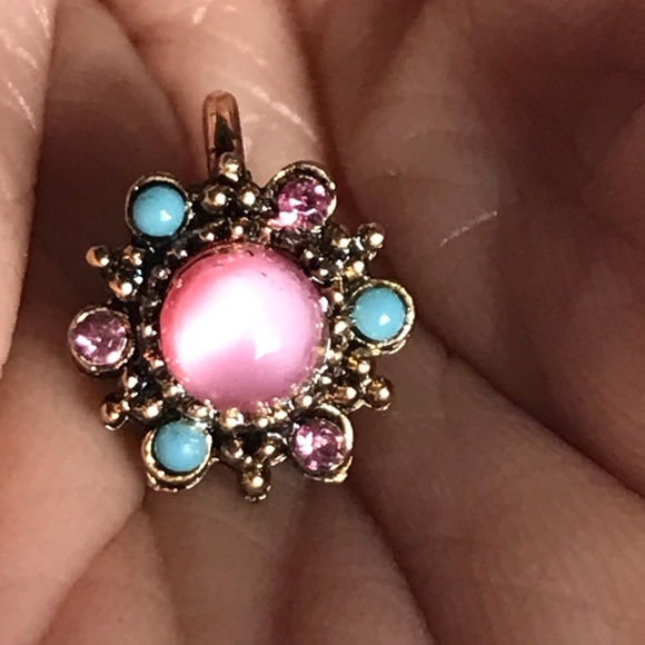 ☀️Vintage pink and blue stone clip on earrings - Picture 4 of 4
